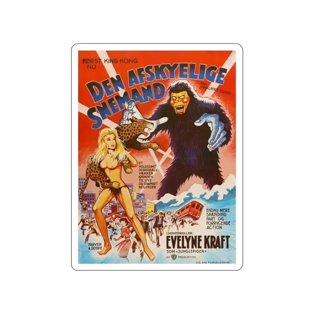 THE MIGHTY PEKING MAN (DANISH) 1977 Movie Poster STICKER Vinyl Die-Cut Decal 6 Inch - The Sticker Space