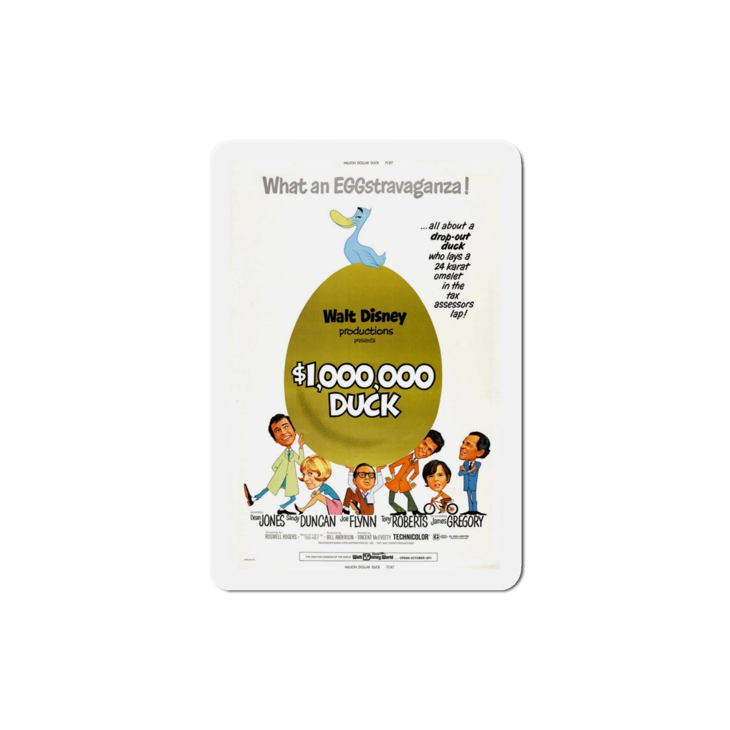 The Million Dollar Duck 1971 Movie Poster Die-Cut Magnet-3" x 3"-The Sticker Space