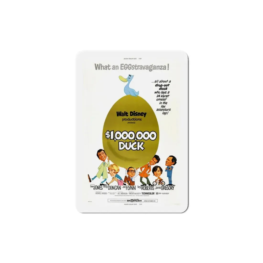 The Million Dollar Duck 1971 Movie Poster Refrigerator Magnet 3 Inch - The Sticker Space