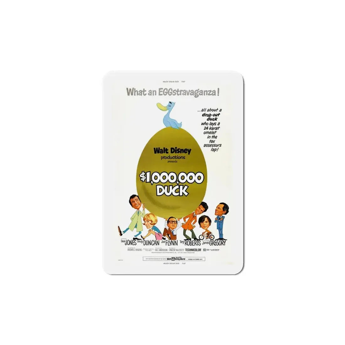 The Million Dollar Duck 1971 Movie Poster Refrigerator Magnet 6 Inch - The Sticker Space