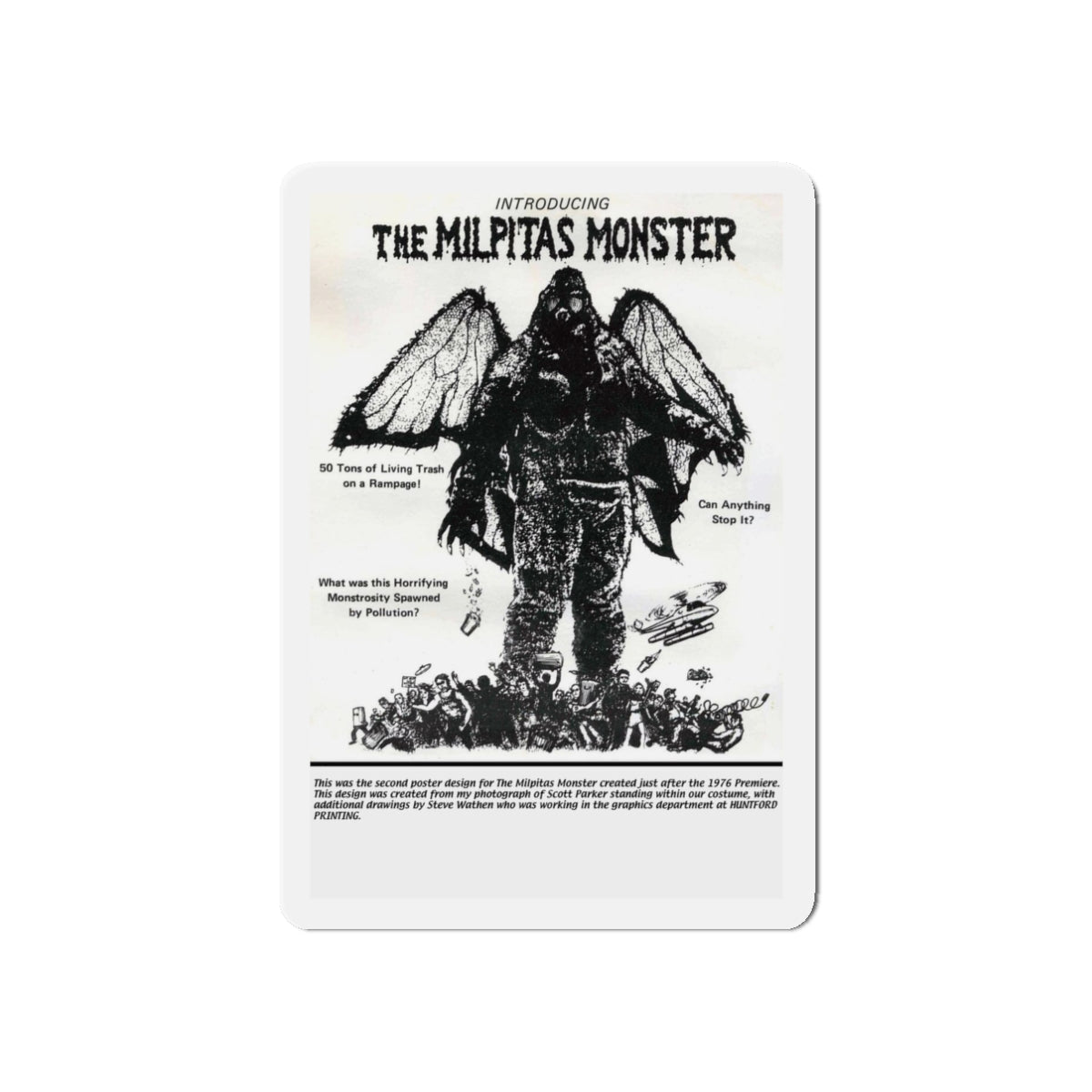 THE MILPITAS MONSTER 1976 Movie Poster - Refrigerator Magnet-3" x 3"-The Sticker Space