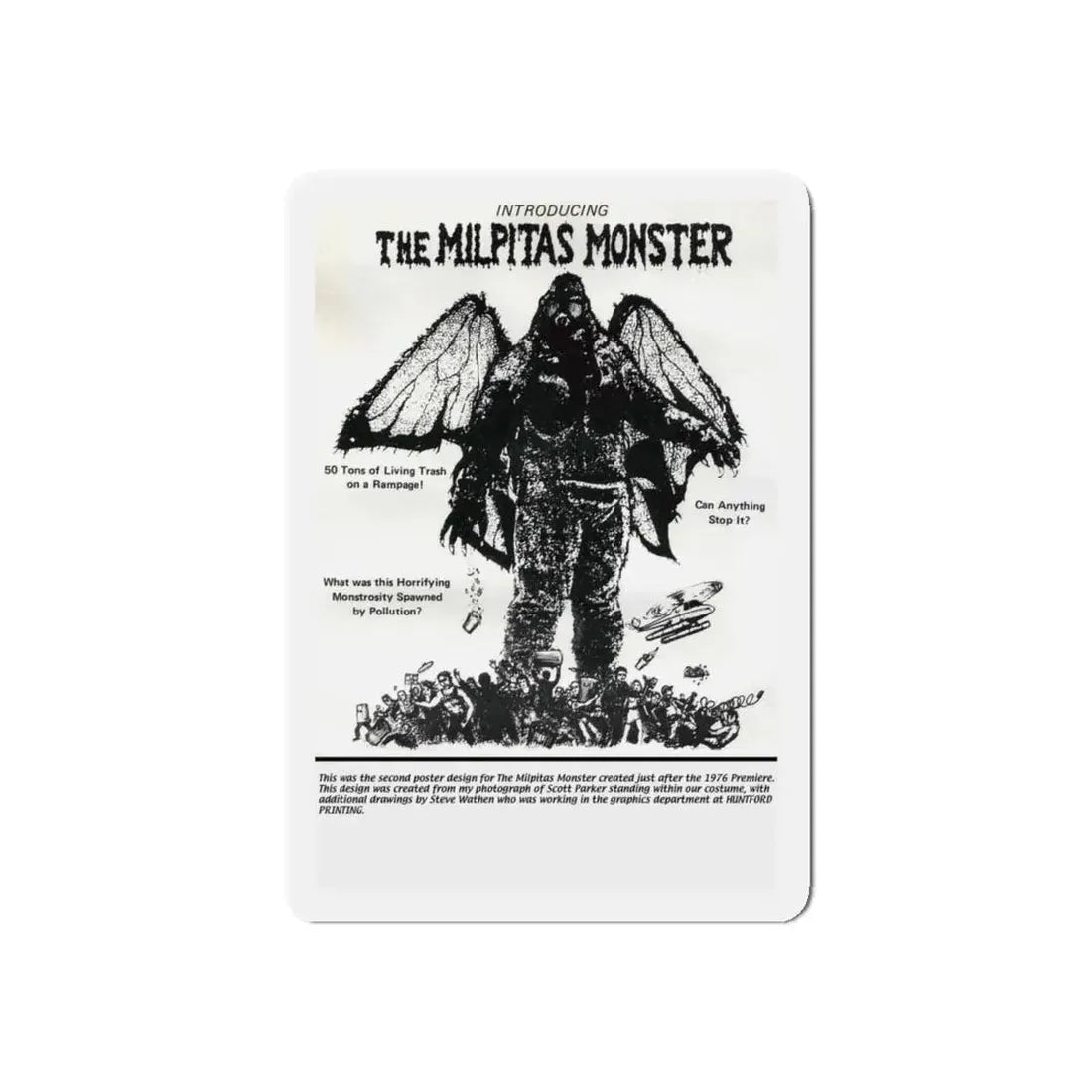 THE MILPITAS MONSTER 1976 Movie Poster - Refrigerator Magnet 4 Inch Die-Cut - The Sticker Space