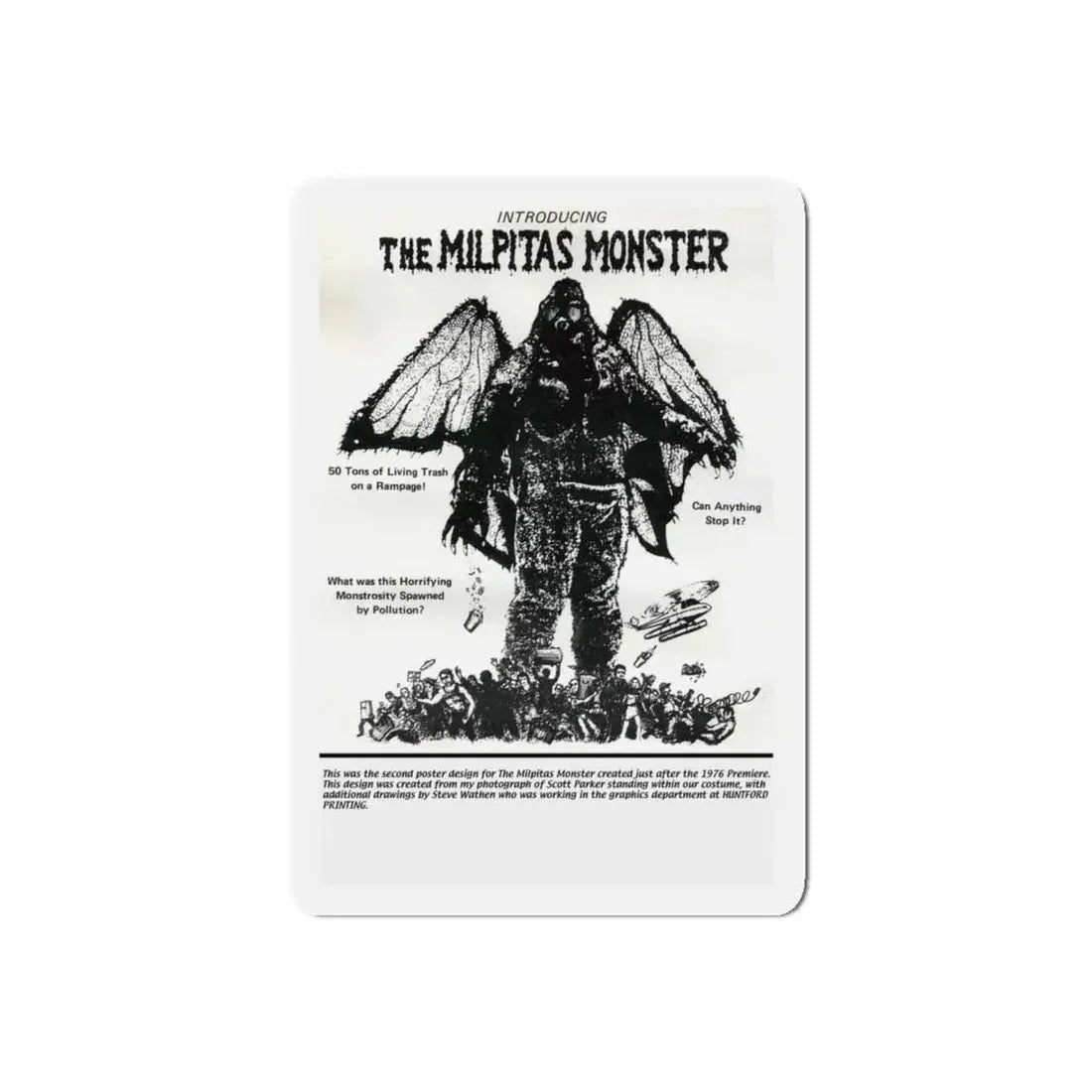 THE MILPITAS MONSTER 1976 Movie Poster - Refrigerator Magnet 5 Inch Die-Cut - The Sticker Space