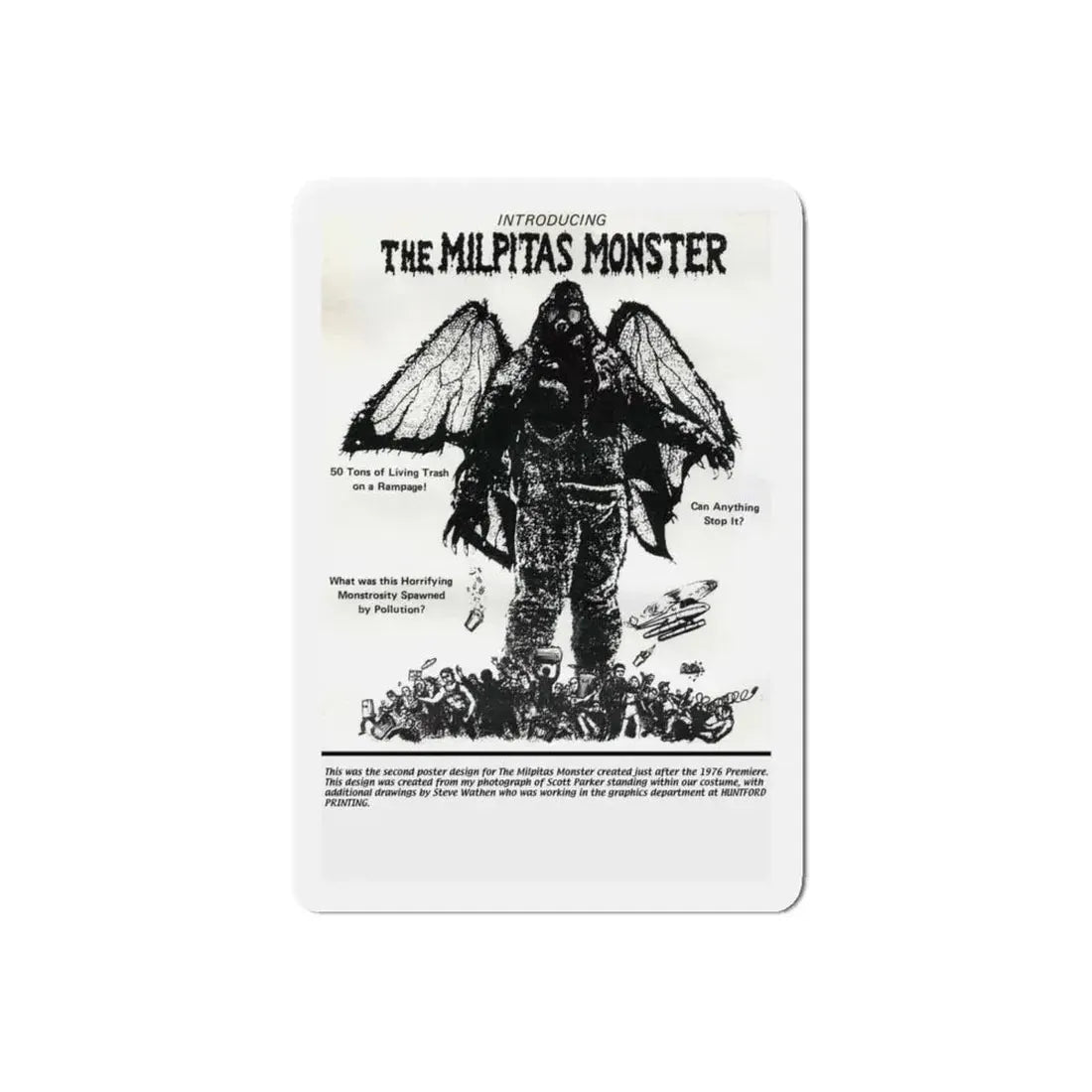THE MILPITAS MONSTER 1976 Movie Poster - Refrigerator Magnet 6 Inch Die-Cut - The Sticker Space