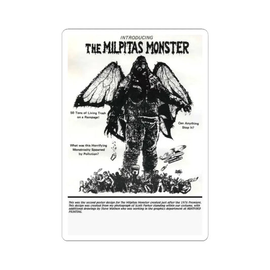 THE MILPITAS MONSTER 1976 Movie Poster - STICKER Vinyl Kiss-Cut Decal 2 Inch White - The Sticker Space