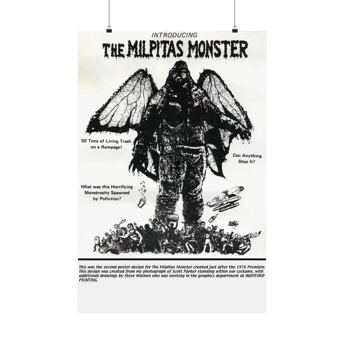 THE MILPITAS MONSTER 1976 - Paper Movie Poster 24″ x 36″ Matte - The Sticker Space