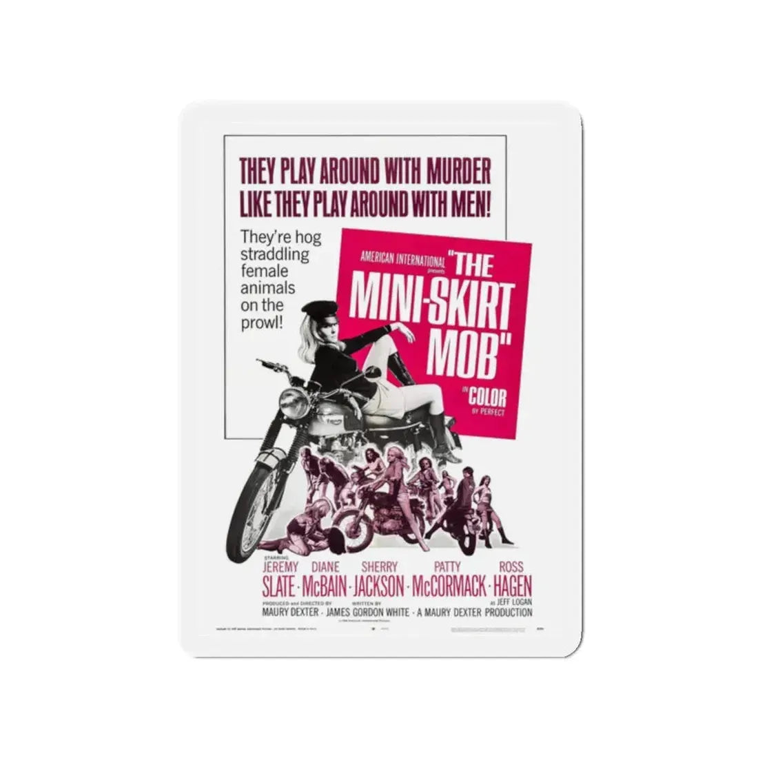 THE MINISKIRT MOB 1968 Movie Poster - Refrigerator Magnet 2 Inch Die-Cut - The Sticker Space