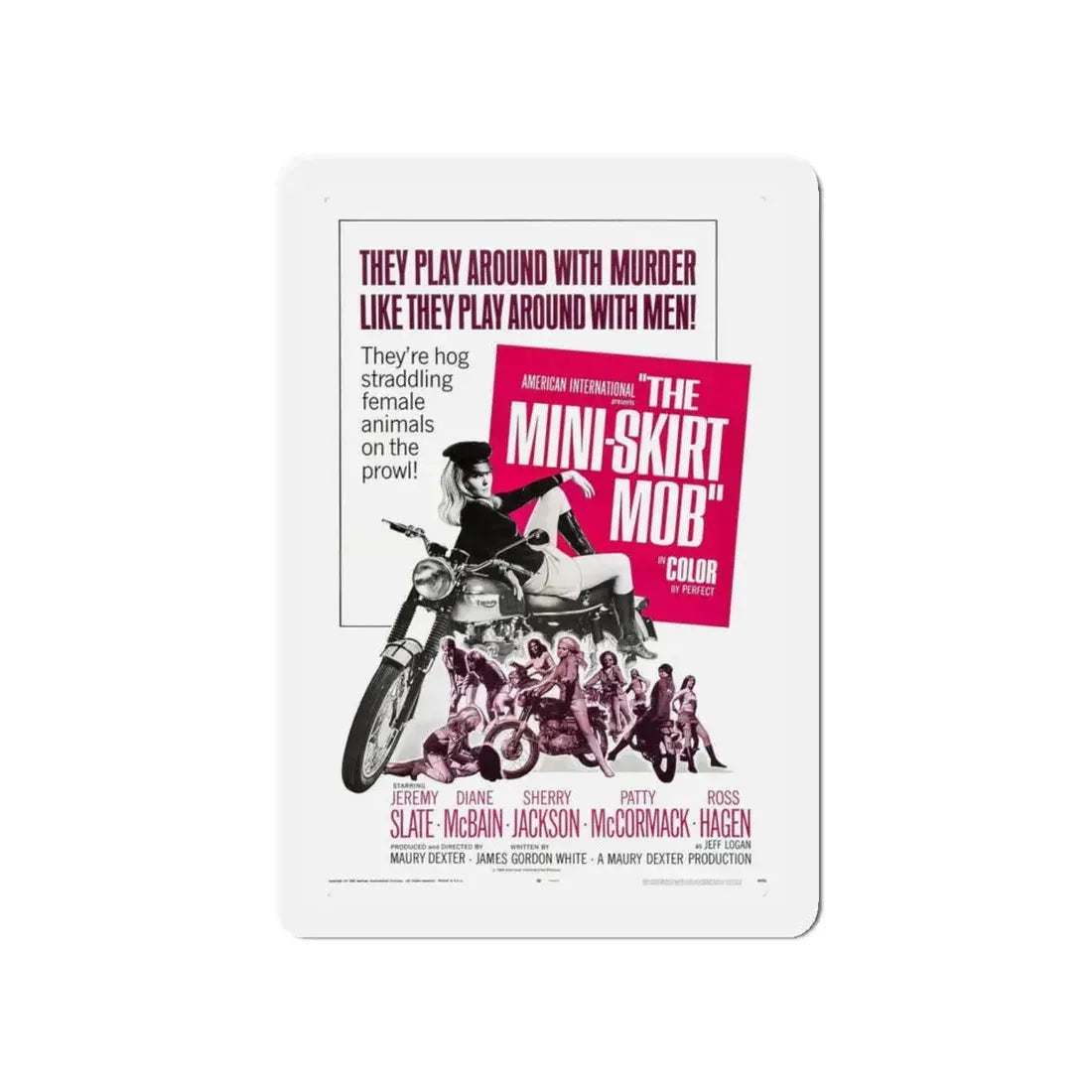 THE MINISKIRT MOB 1968 Movie Poster - Refrigerator Magnet 4 Inch Die-Cut - The Sticker Space
