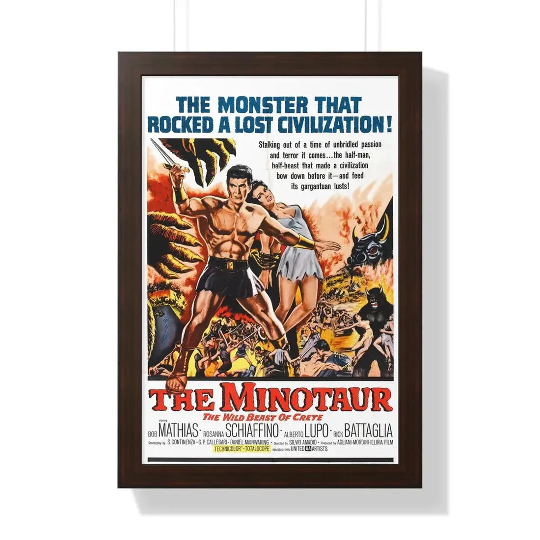 THE MINOTAUR 1961 - Framed Movie Poster 16″ x 24″ Walnut - The Sticker Space