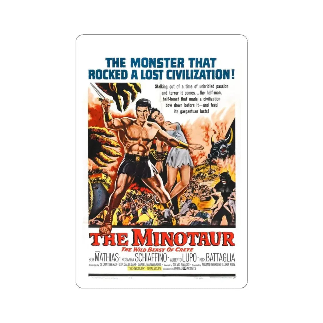THE MINOTAUR 1961 Movie Poster - STICKER Vinyl Kiss-Cut Decal 3 Inch White - The Sticker Space