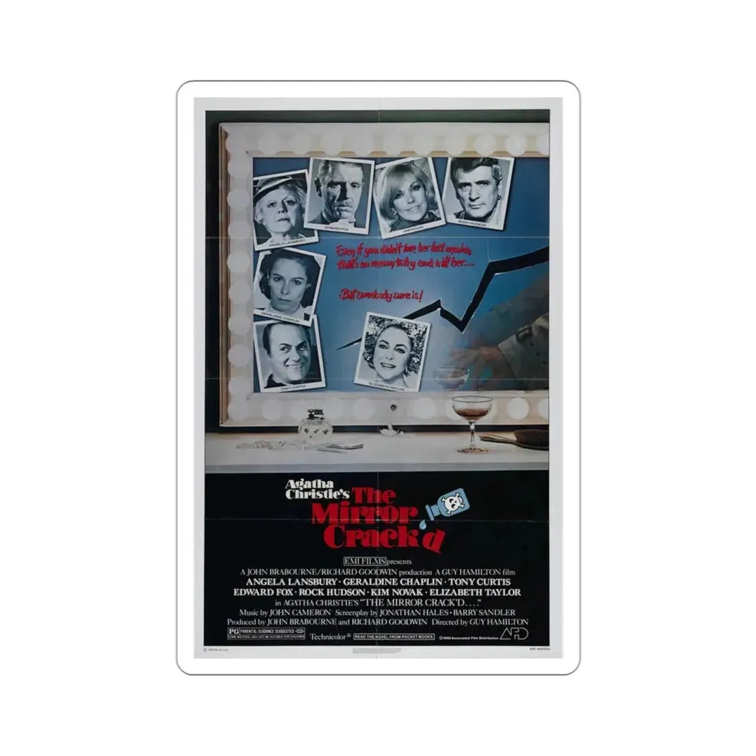 The Mirror Crack'd 1980 Movie Poster STICKER Vinyl Die-Cut Decal 3 Inch - The Sticker Space