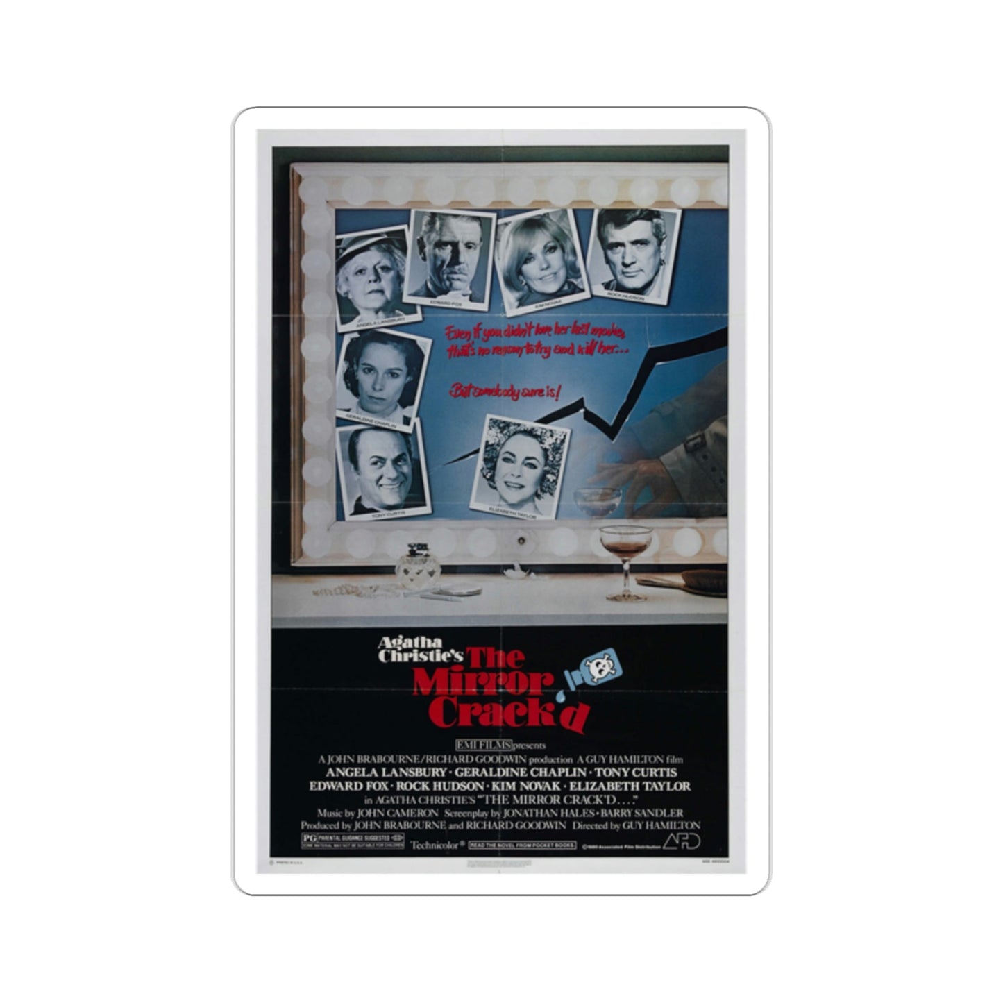 The Mirror Crack'd 1980 Movie Poster STICKER Vinyl Die-Cut Decal-2 Inch-The Sticker Space