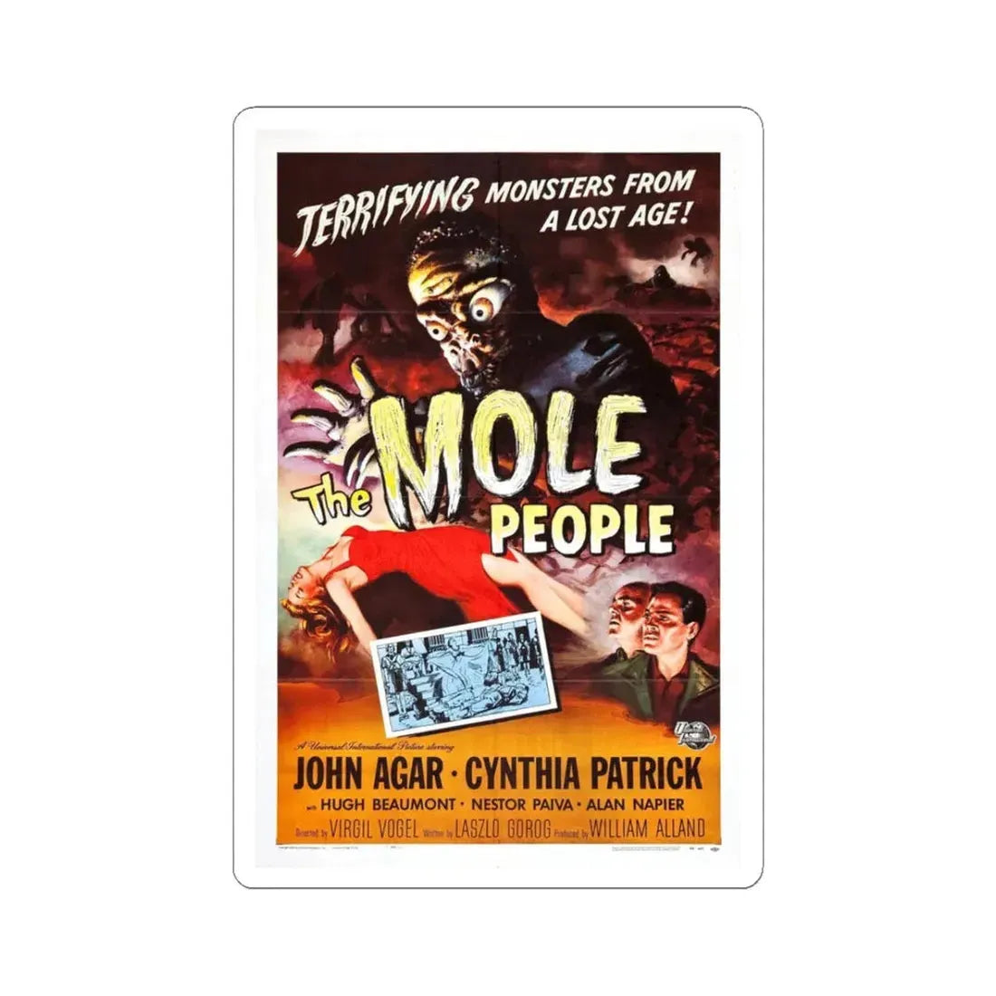 THE MOLE PEOPLE 1956 Movie Poster - STICKER Vinyl Kiss-Cut Decal 3 Inch White - The Sticker Space