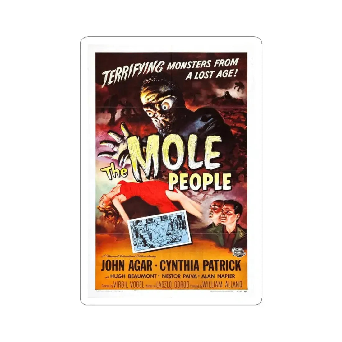 THE MOLE PEOPLE 1956 Movie Poster - STICKER Vinyl Kiss-Cut Decal 4 Inch White - The Sticker Space