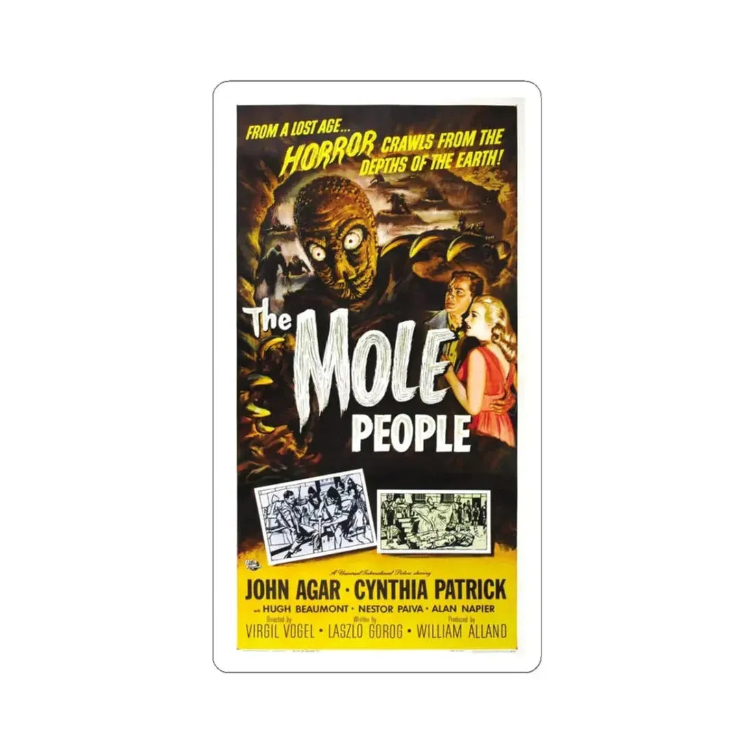 THE MOLE PEOPLE (2) 1956 Movie Poster - STICKER Vinyl Kiss-Cut Decal 3 Inch White - The Sticker Space