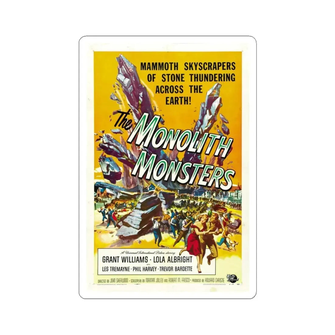 THE MONOLITH MONSTERS 1957 Movie Poster - STICKER Vinyl Kiss-Cut Decal 4 Inch White - The Sticker Space