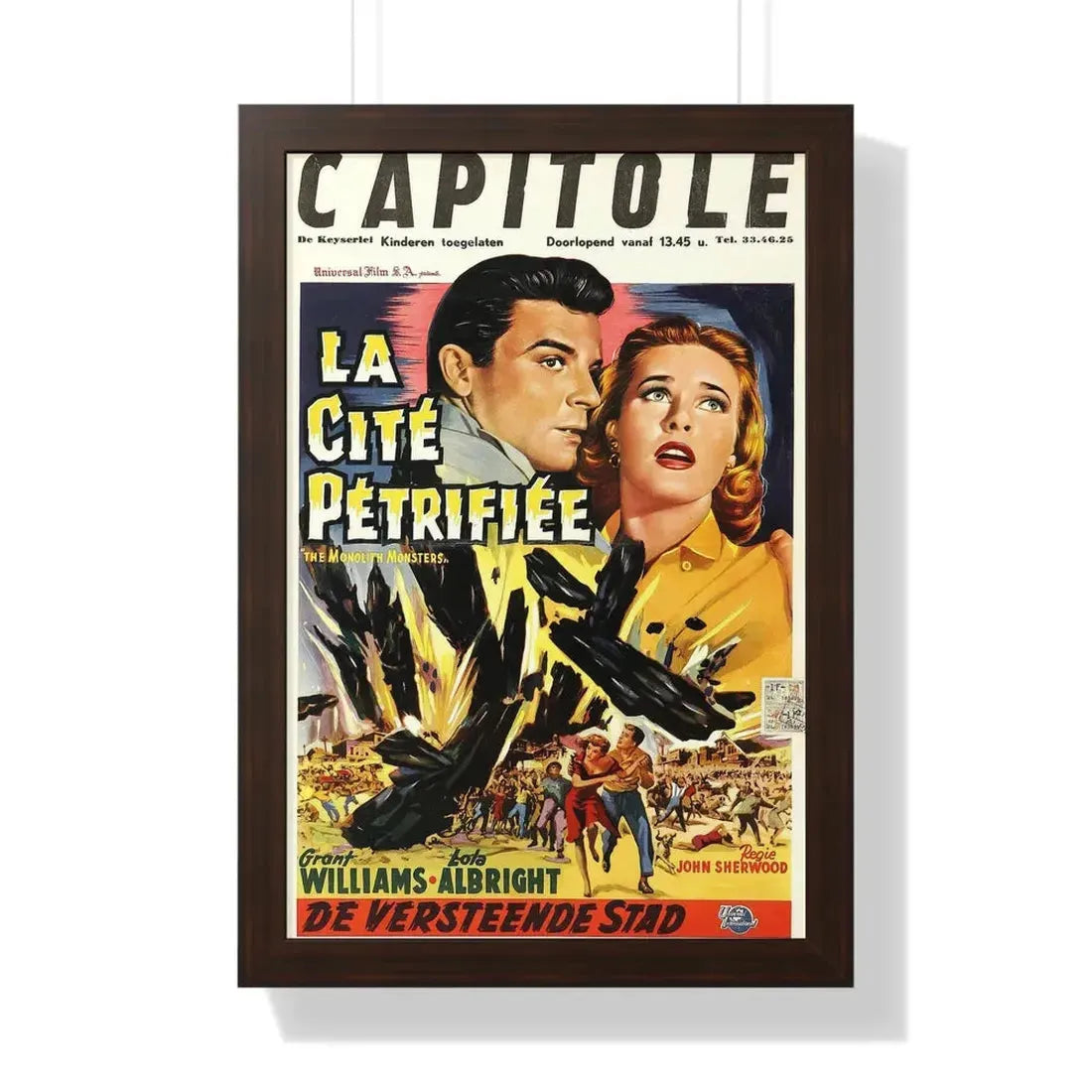 THE MONOLITH MONSTERS (BELGIAN) 1957 - Framed Movie Poster 16″ x 24″ Walnut - The Sticker Space