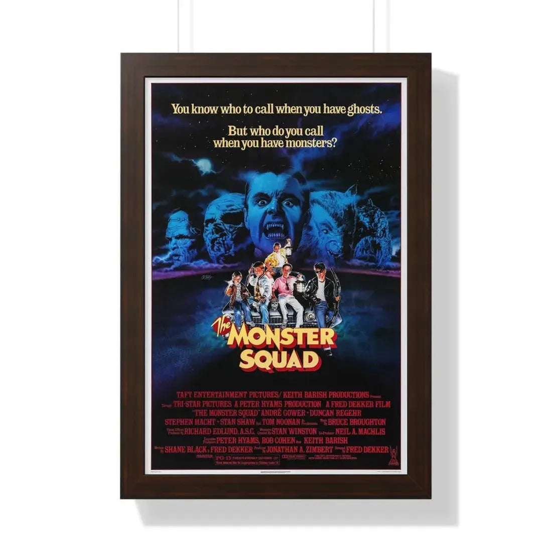 THE MONSTER SQUAD 1987 - Framed Movie Poster 16″ x 24″ Walnut - The Sticker Space