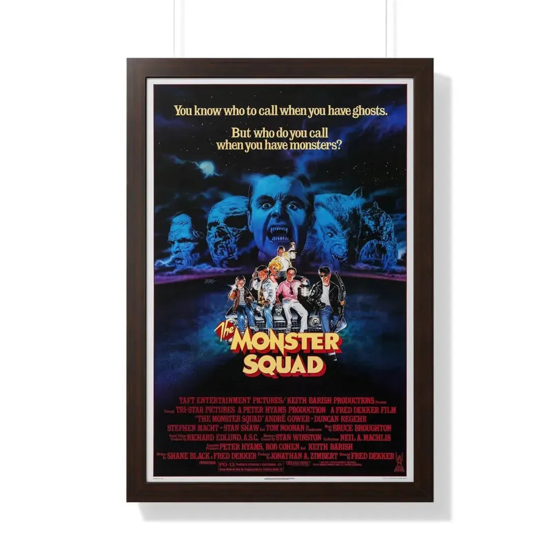 THE MONSTER SQUAD 1987 - Framed Movie Poster 20" x 30" Walnut - The Sticker Space
