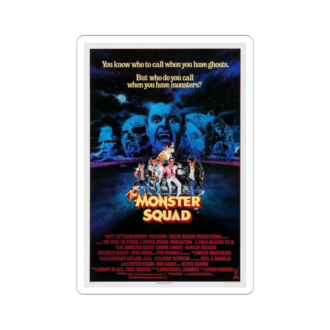 THE MONSTER SQUAD 1987 Movie Poster - STICKER Vinyl Kiss-Cut Decal 4 Inch White - The Sticker Space