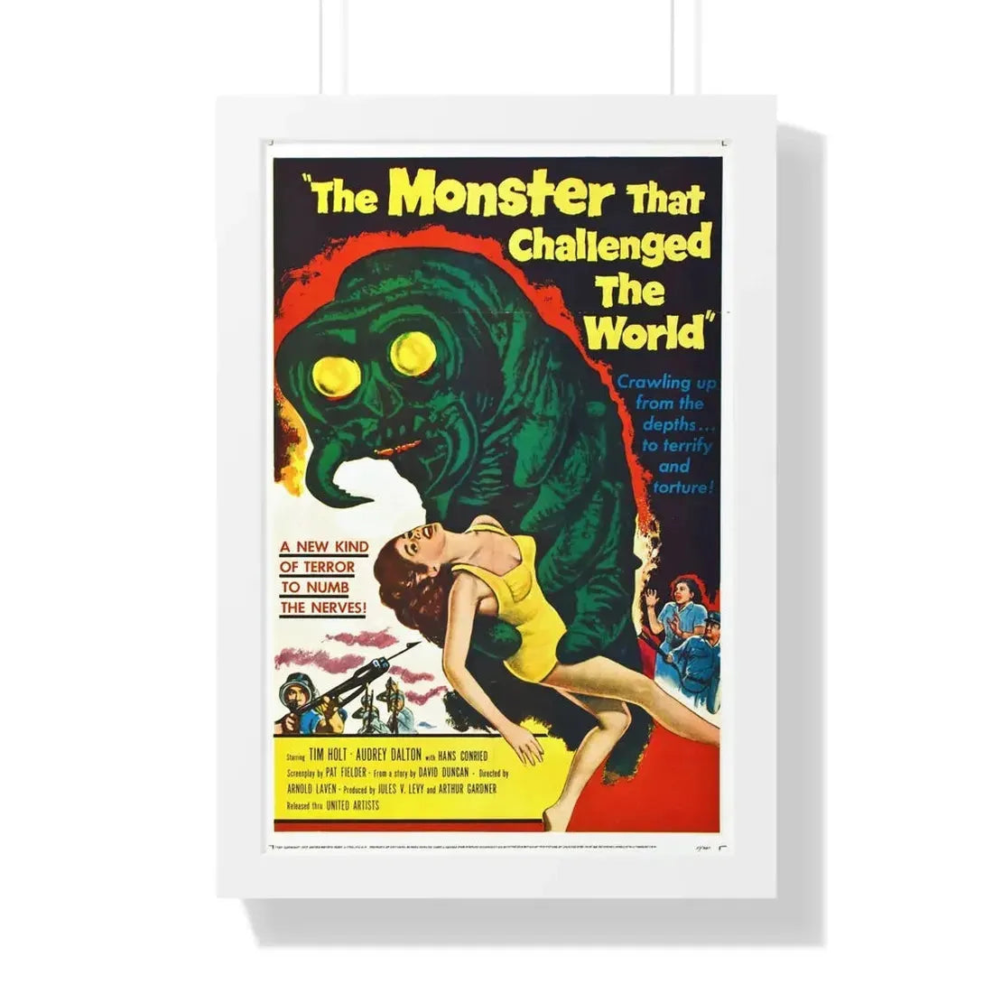 THE MONSTER THAT CHALLENGED THE WORLD 1957 - Framed Movie Poster 16″ x 24″ White - The Sticker Space
