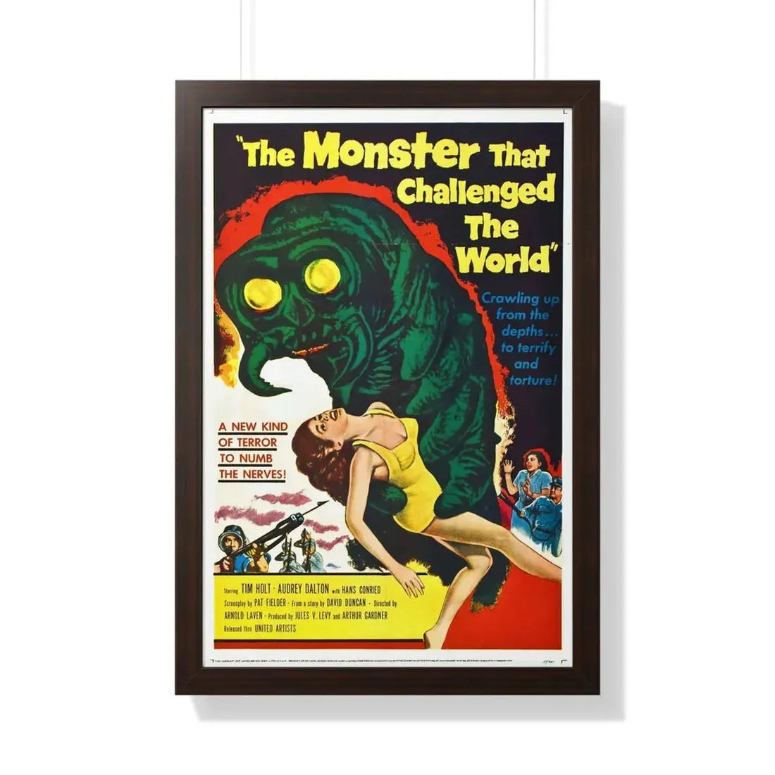 THE MONSTER THAT CHALLENGED THE WORLD 1957 - Framed Movie Poster 20" x 30" Walnut - The Sticker Space