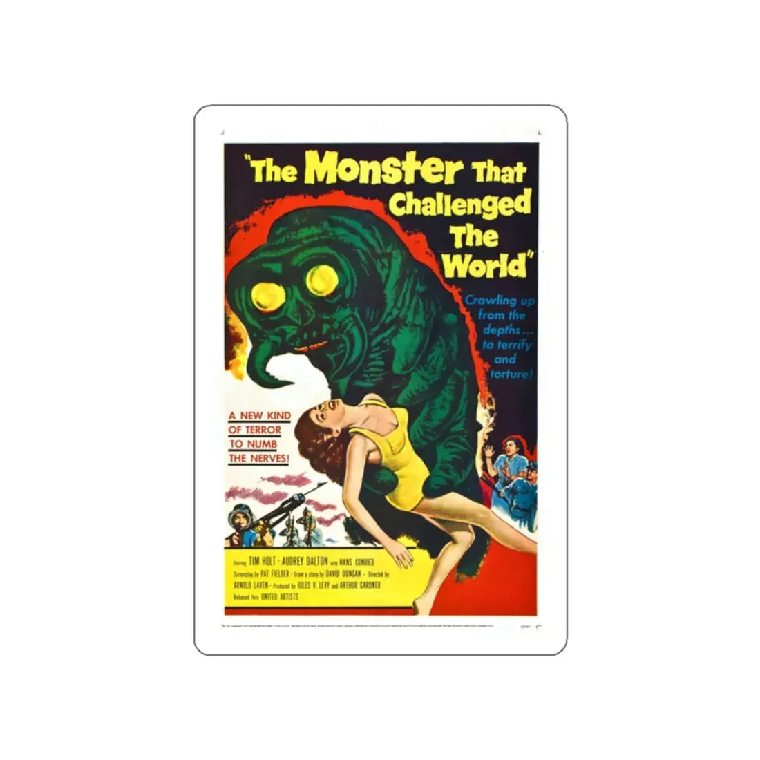 THE MONSTER THAT CHALLENGED THE WORLD 1957 Movie Poster STICKER Vinyl Die-Cut Decal 2 Inch - The Sticker Space