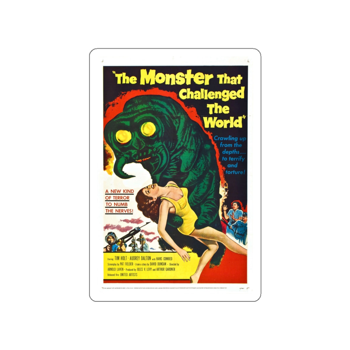 THE MONSTER THAT CHALLENGED THE WORLD 1957 Movie Poster STICKER Vinyl Die-Cut Decal-White-The Sticker Space