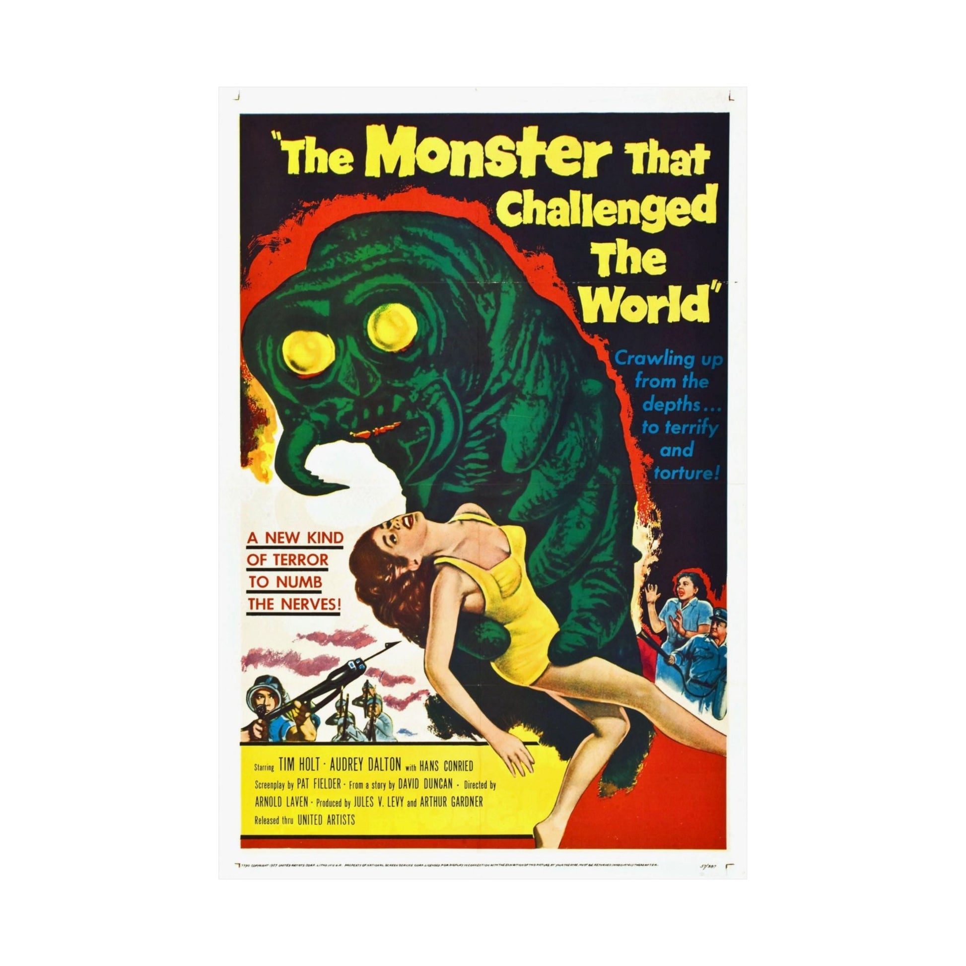 THE MONSTER THAT CHALLENGED THE WORLD 1957 - Paper Movie Poster-The Sticker Space