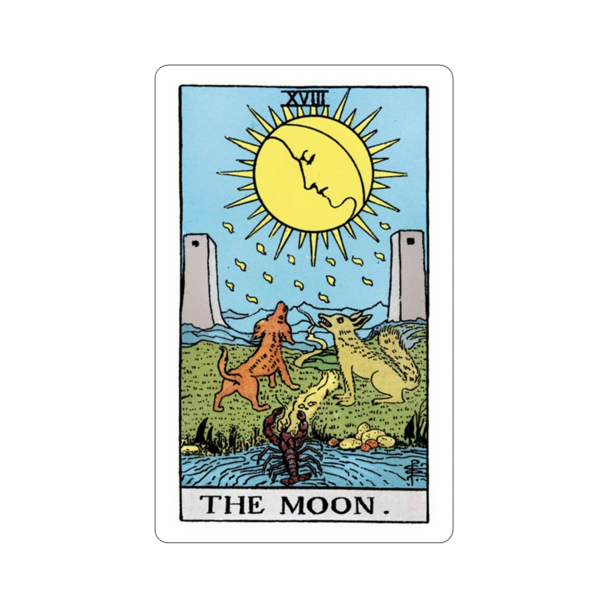 The Moon (Rider Waite Tarot Deck) STICKER Vinyl Die-Cut Decal-2 Inch-The Sticker Space