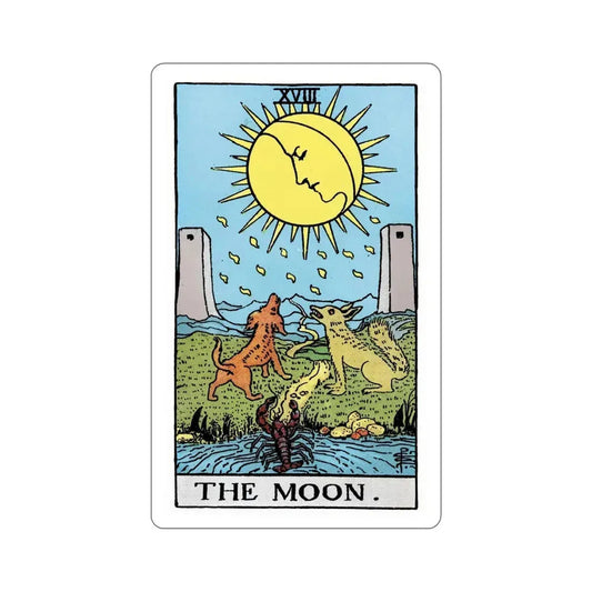 The Moon (Rider Waite Tarot Deck) STICKER Vinyl Die-Cut Decal 6 Inch - The Sticker Space