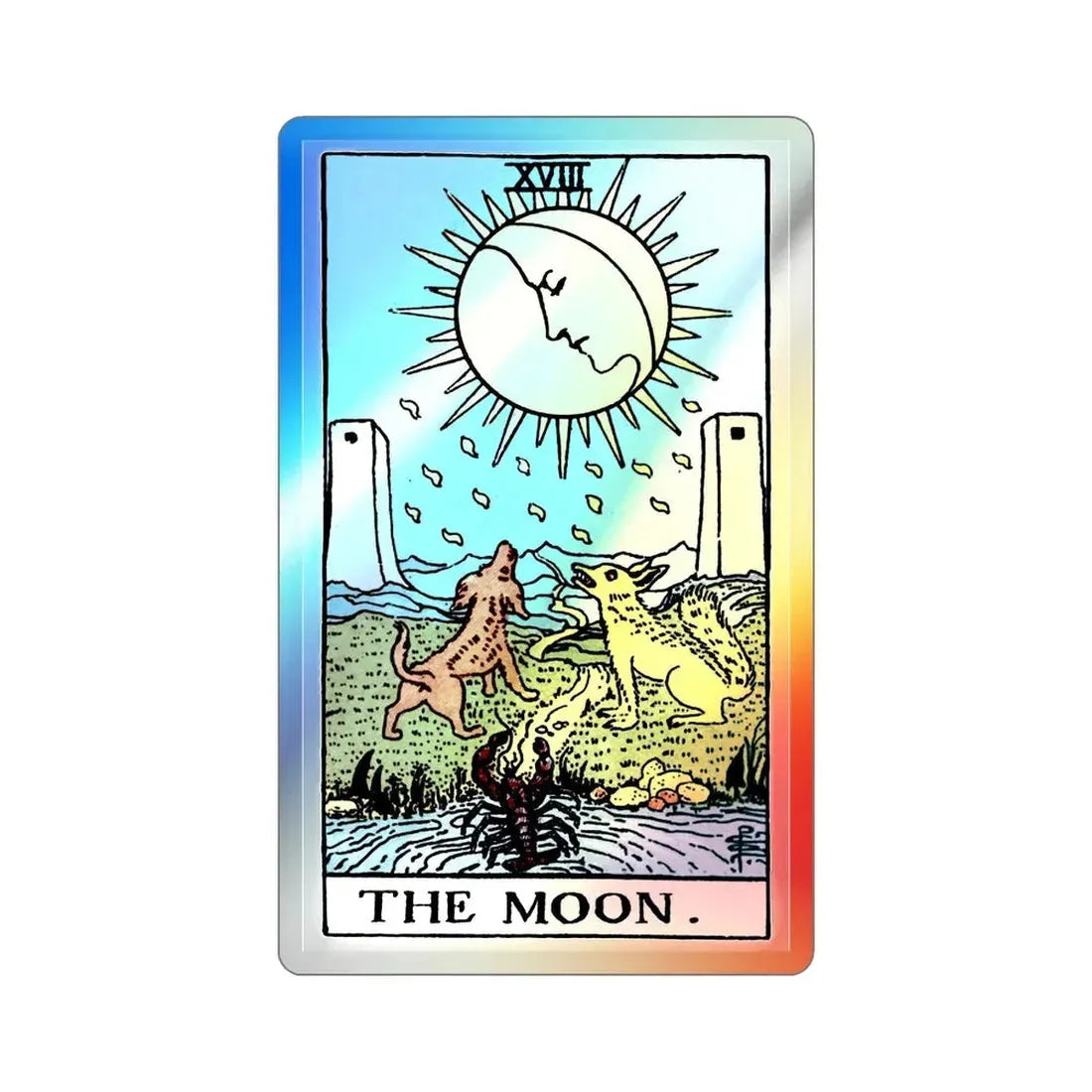 The Moon (Tarot Card) Holographic STICKER Die-Cut Vinyl Decal 2 Inch Holographic - The Sticker Space