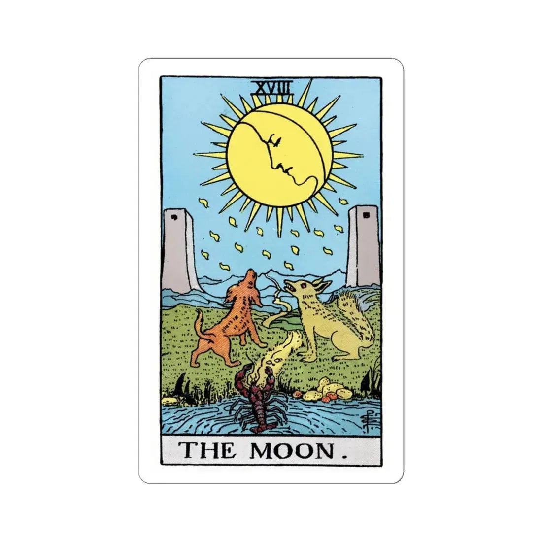 The Moon (Tarot Card) STICKER Vinyl Kiss-Cut Decal 4 Inch White - The Sticker Space