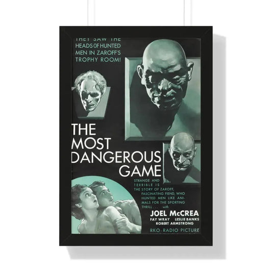 THE MOST DANGEROUS GAME 1932 - Framed Movie Poster 16″ x 24″ Black - The Sticker Space