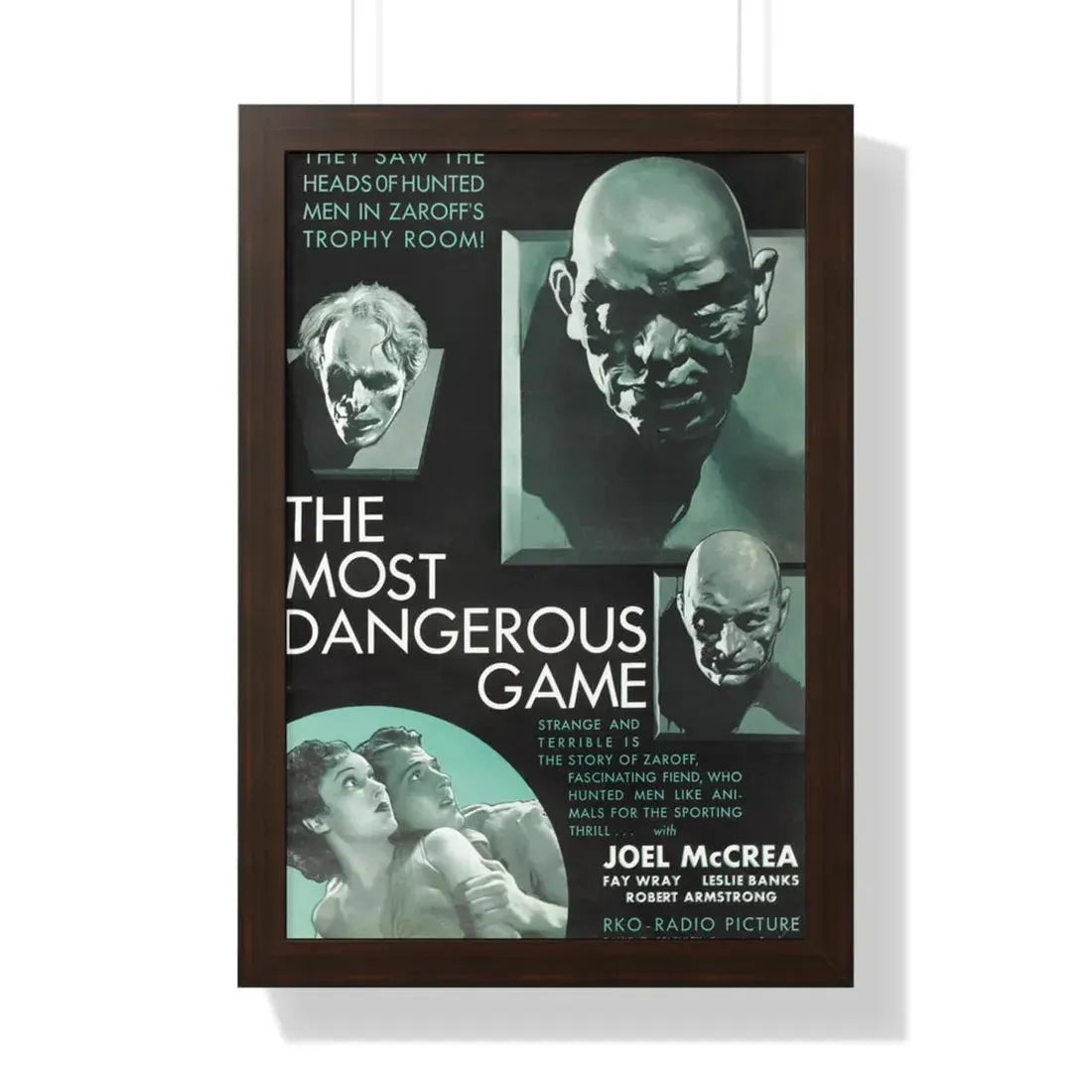 THE MOST DANGEROUS GAME 1932 - Framed Movie Poster 16″ x 24″ Walnut - The Sticker Space