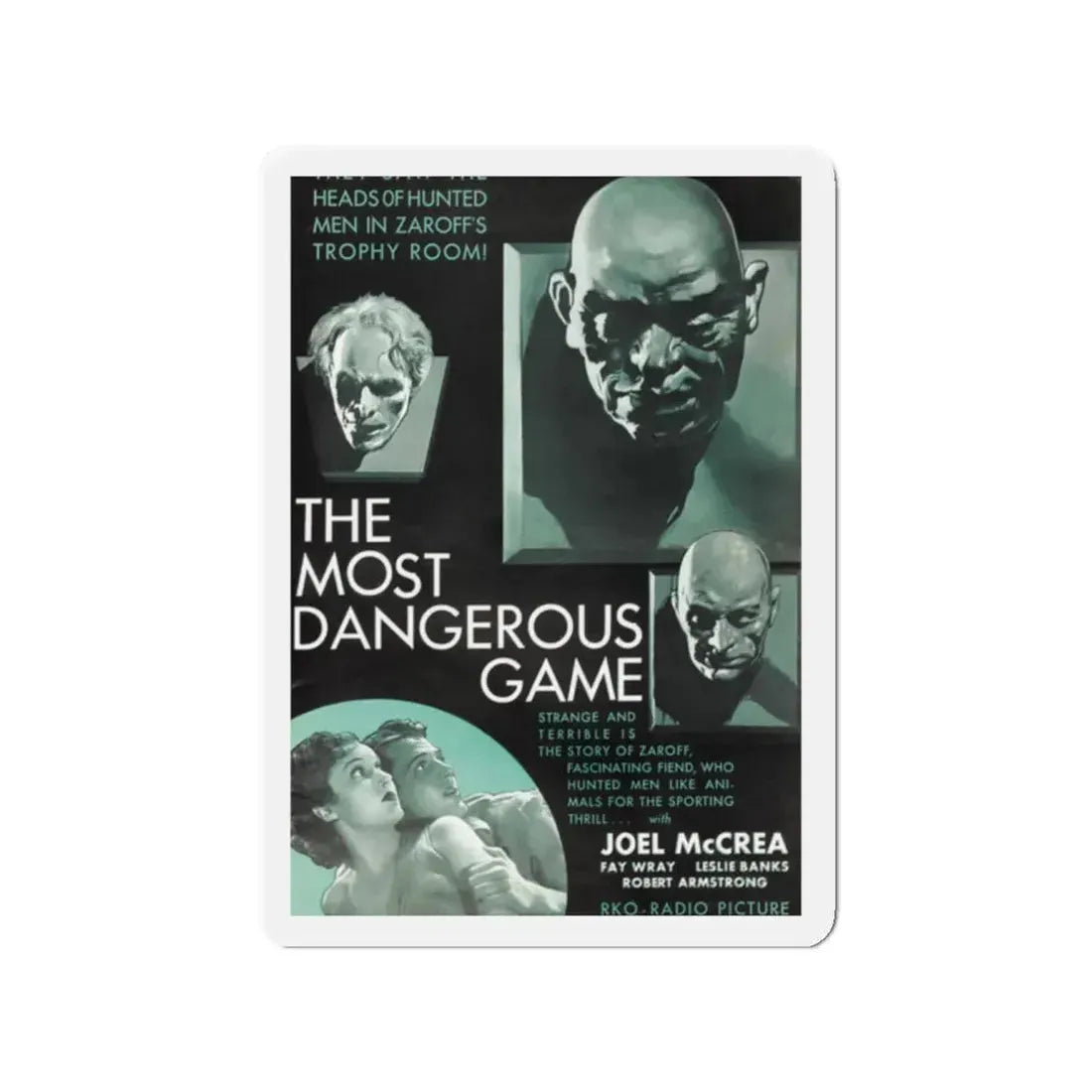 THE MOST DANGEROUS GAME 1932 Movie Poster - Refrigerator Magnet 2 Inch Die-Cut - The Sticker Space