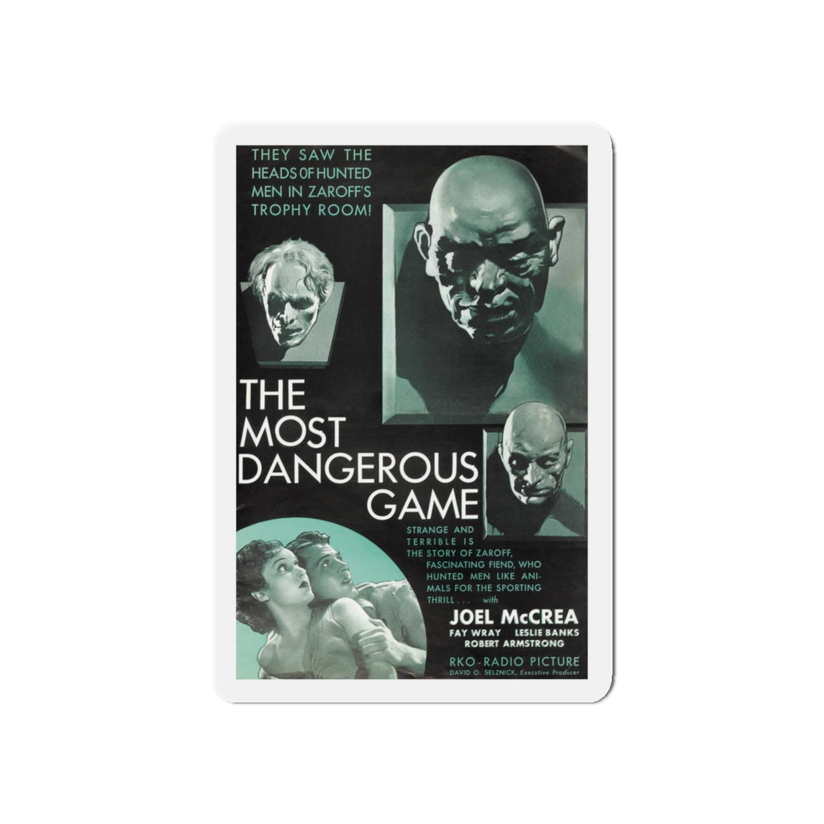 THE MOST DANGEROUS GAME 1932 Movie Poster - Refrigerator Magnet-5" x 5"-The Sticker Space