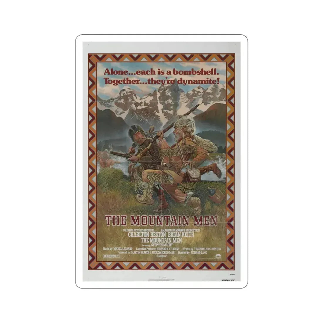 The Mountain Men 1980 Movie Poster STICKER Vinyl Die-Cut Decal 4 Inch - The Sticker Space