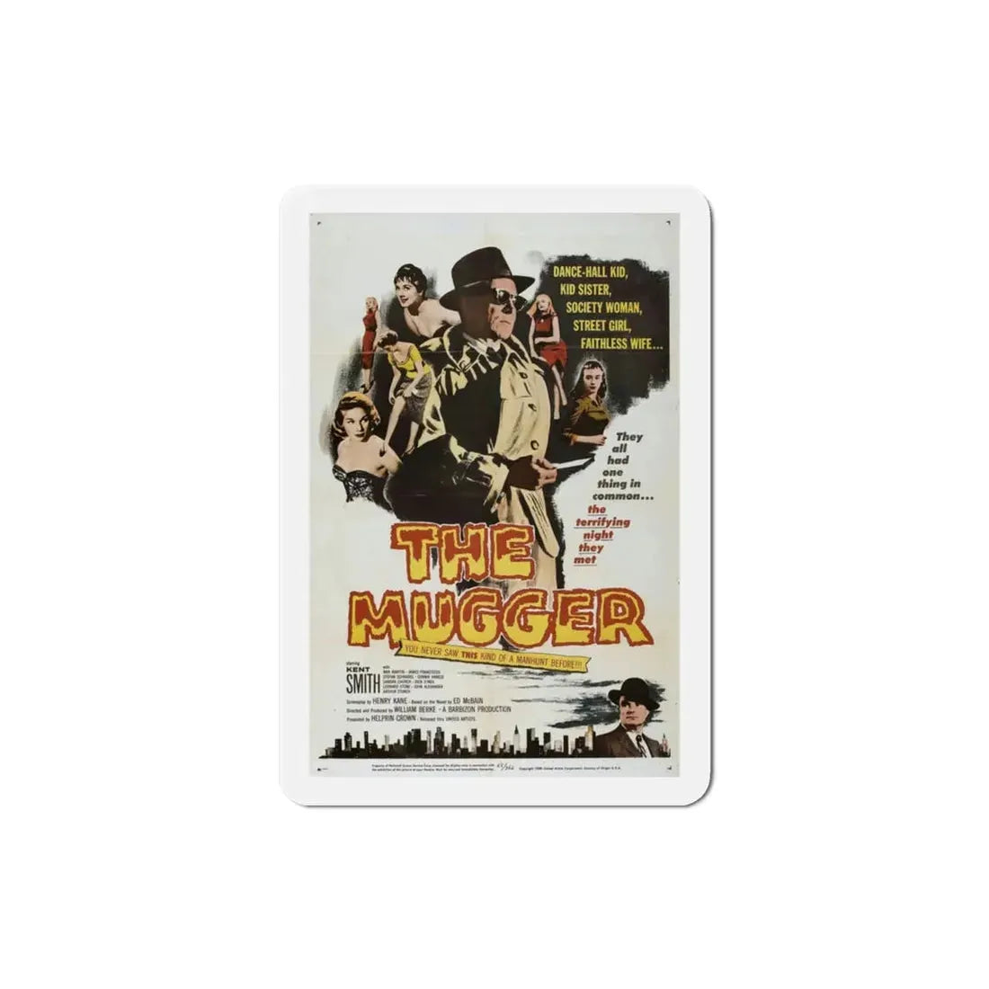The Mugger 1958 Movie Poster Refrigerator Magnet 3 Inch - The Sticker Space
