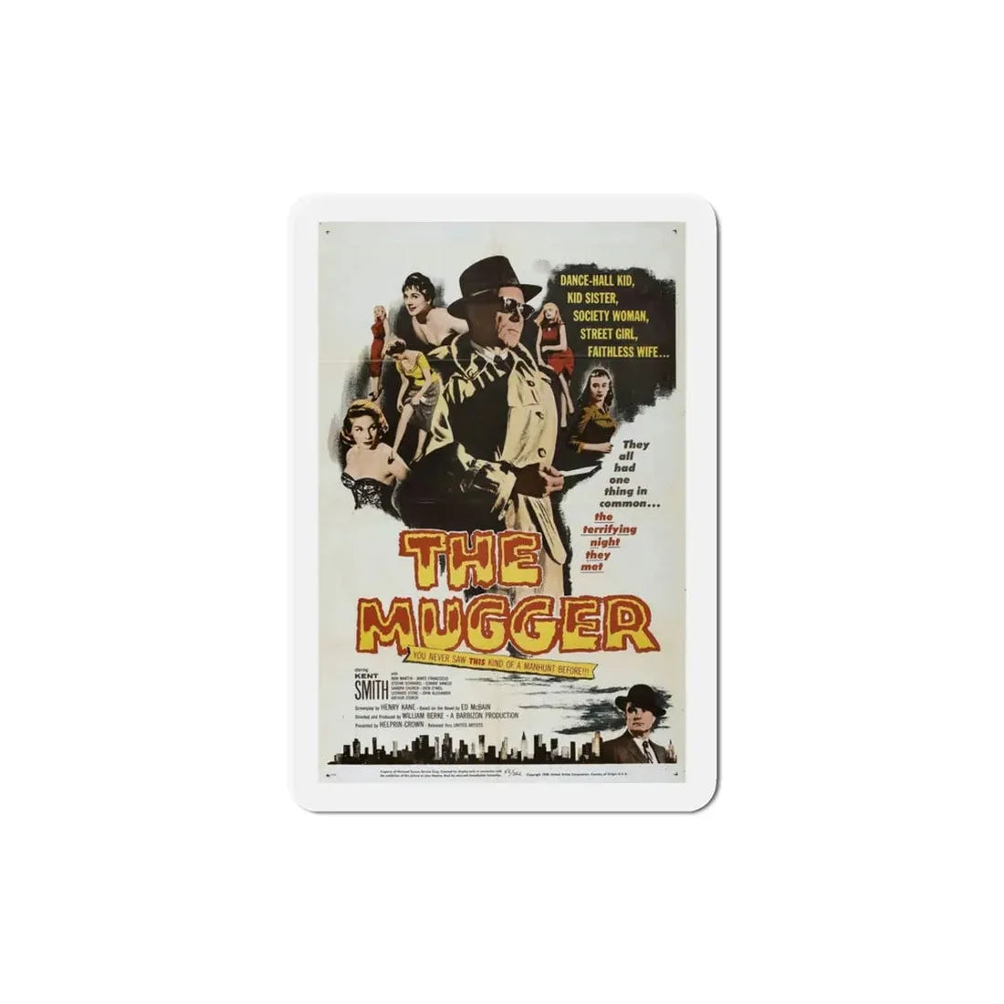The Mugger 1958 Movie Poster Refrigerator Magnet 4 Inch - The Sticker Space
