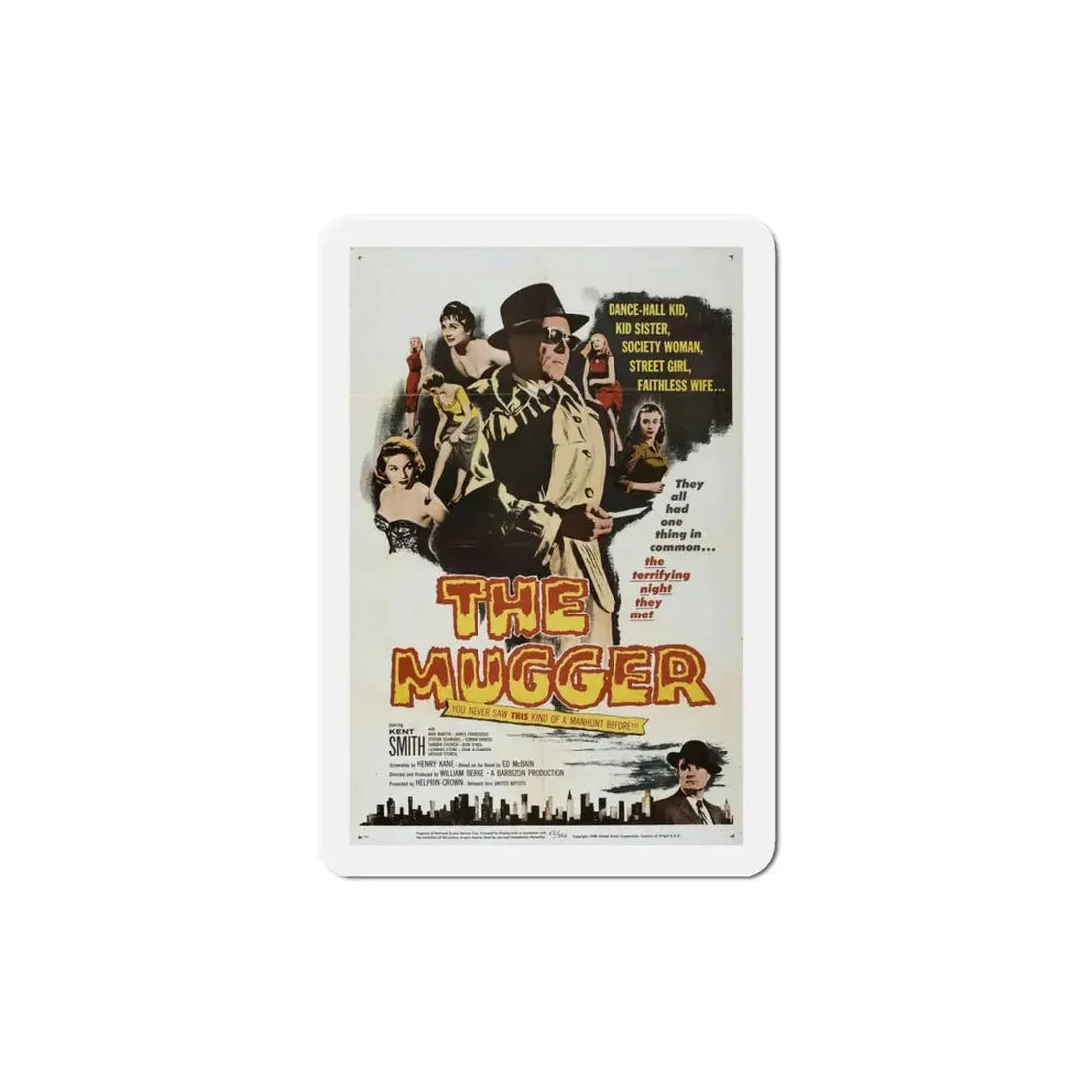 The Mugger 1958 Movie Poster Refrigerator Magnet 5 Inch - The Sticker Space