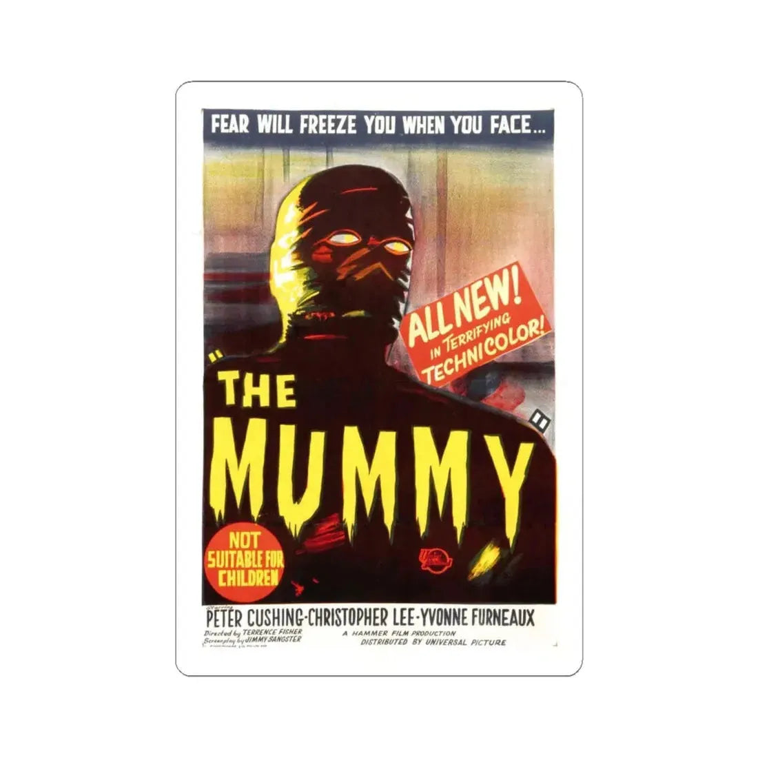 THE MUMMY (1959) 2 Movie Poster - STICKER Vinyl Kiss-Cut Decal 6 Inch White - The Sticker Space