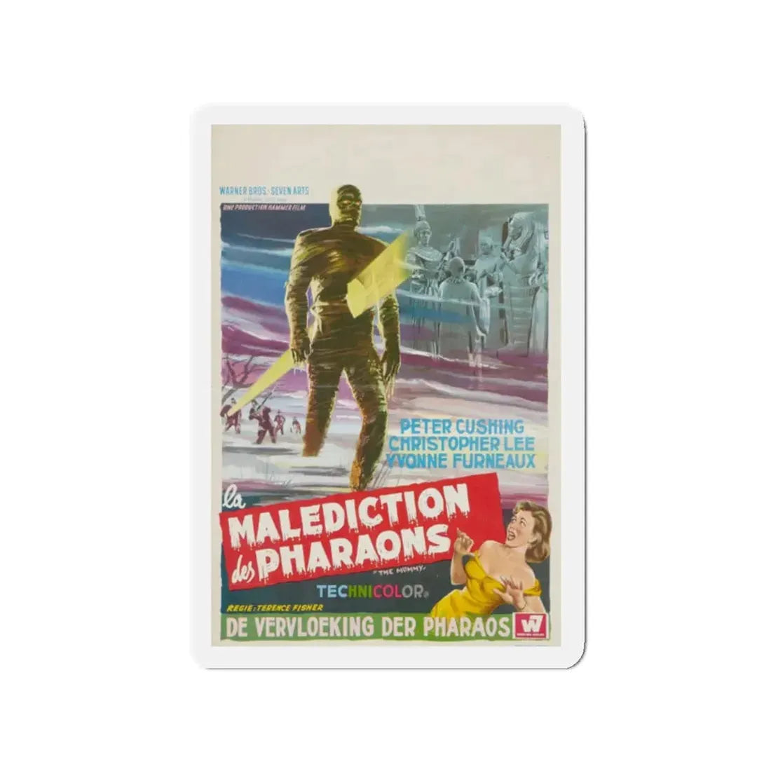 THE MUMMY (BELGIAN) 1959 Movie Poster - Refrigerator Magnet 2 Inch Die-Cut - The Sticker Space