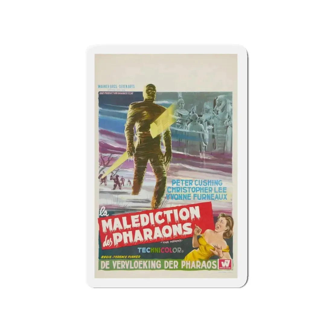 THE MUMMY (BELGIAN) 1959 Movie Poster - Refrigerator Magnet 3 Inch Die-Cut - The Sticker Space