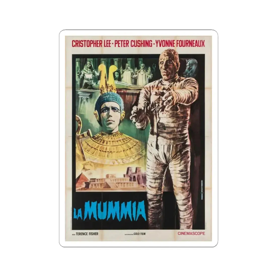 THE MUMMY (ITALIAN) 1959 Movie Poster - STICKER Vinyl Kiss-Cut Decal 2 Inch White - The Sticker Space