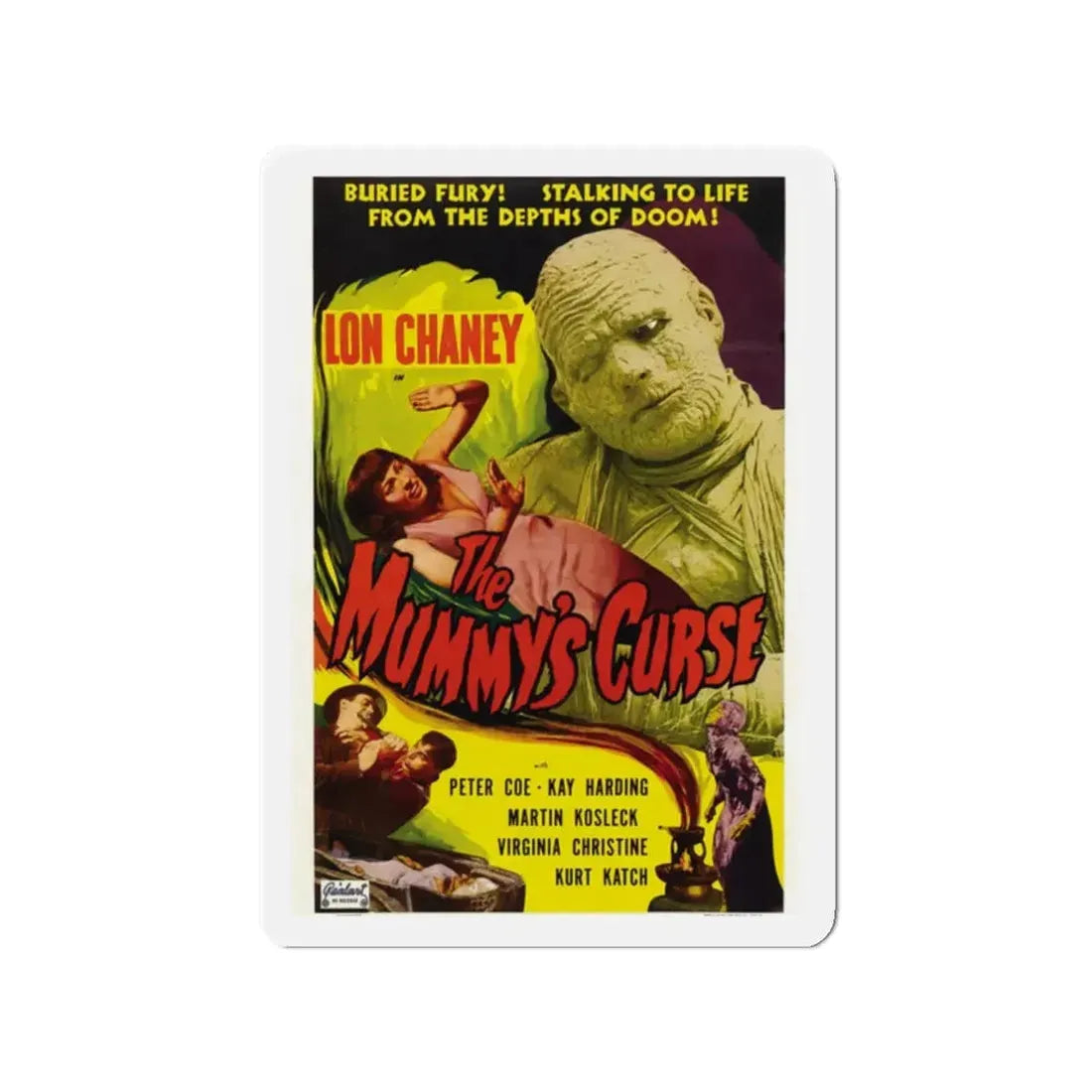 THE MUMMY'S CURSE 1944 Movie Poster - Refrigerator Magnet 2 Inch Die-Cut - The Sticker Space