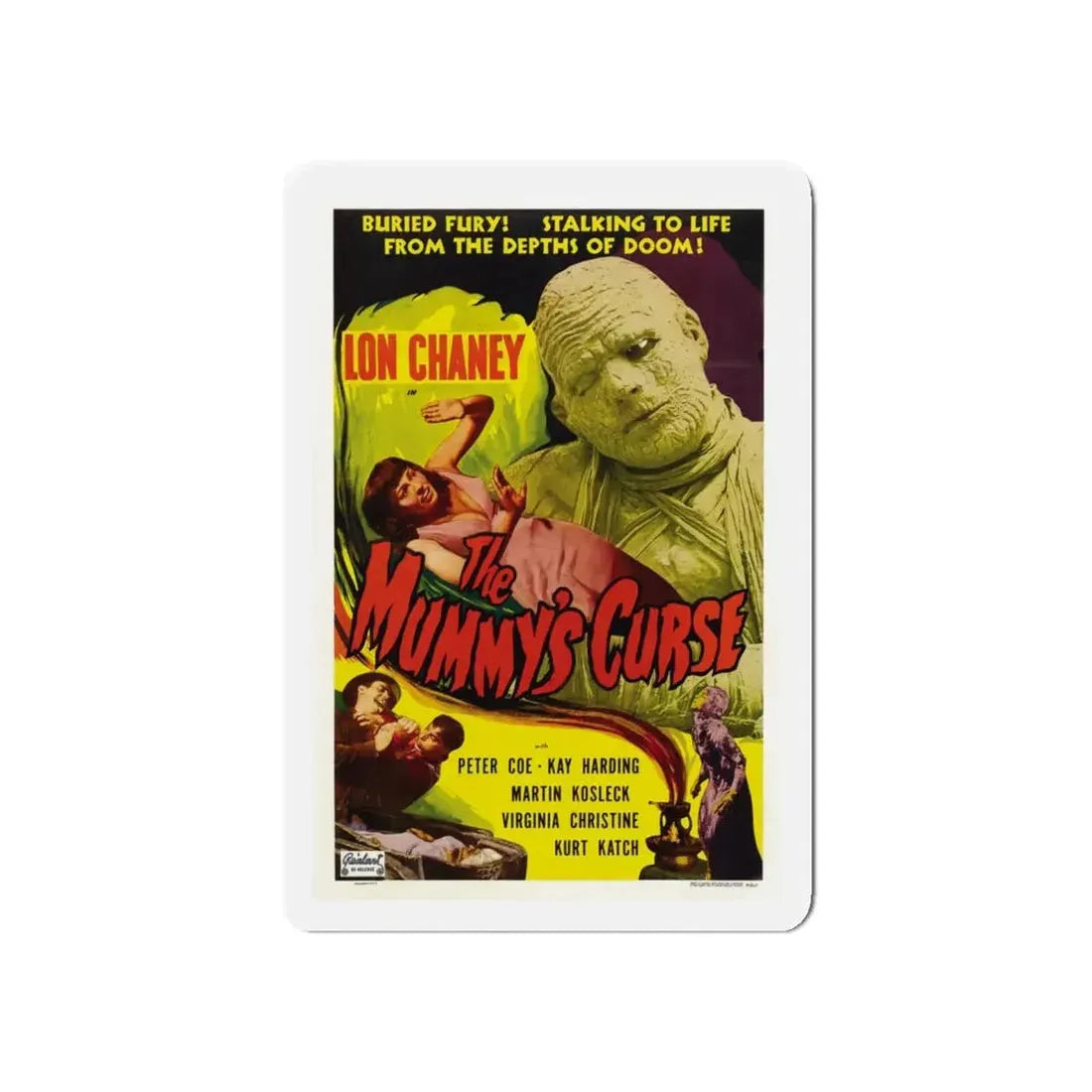 THE MUMMY'S CURSE 1944 Movie Poster - Refrigerator Magnet 5 Inch Die-Cut - The Sticker Space