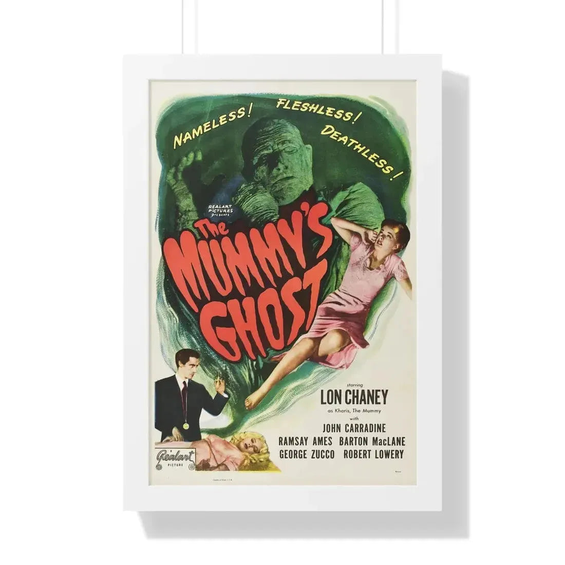 THE MUMMY'S GHOST 1944 - Framed Movie Poster 16″ x 24″ White - The Sticker Space