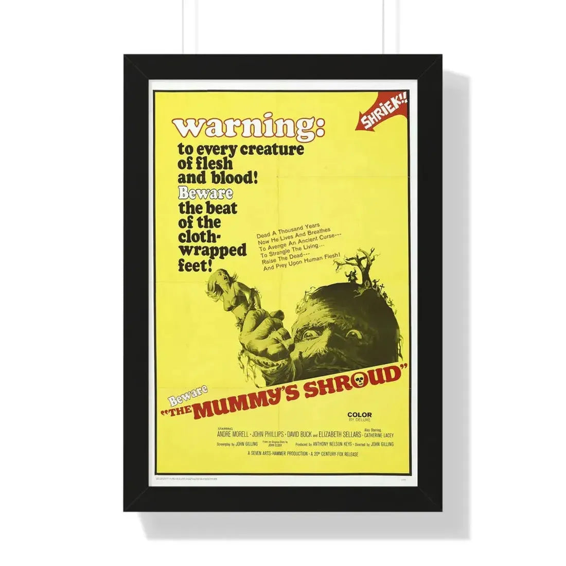 THE MUMMY'S SHROUD 1967 - Framed Movie Poster 16″ x 24″ Black - The Sticker Space