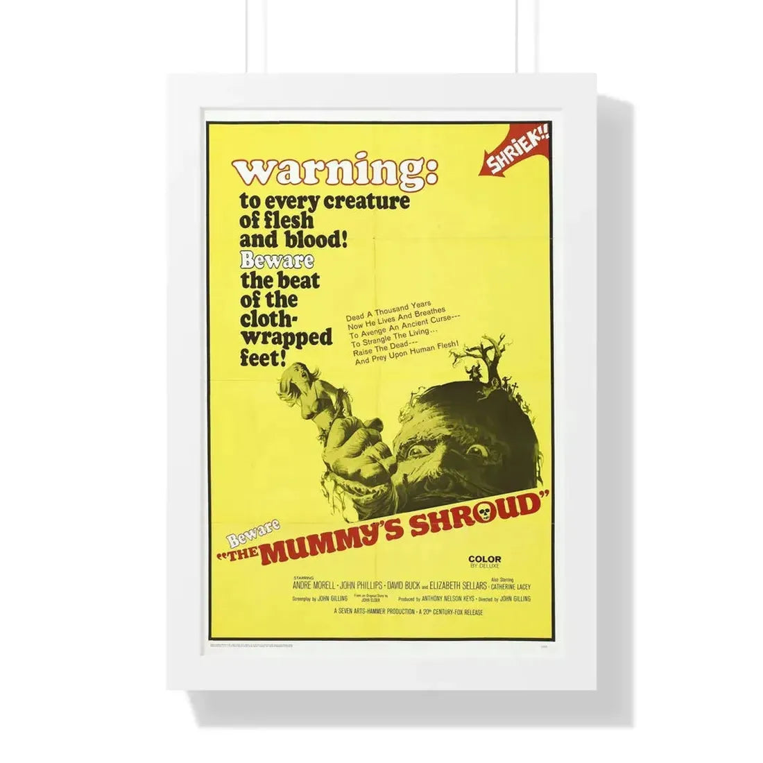 THE MUMMY'S SHROUD 1967 - Framed Movie Poster 16″ x 24″ White - The Sticker Space